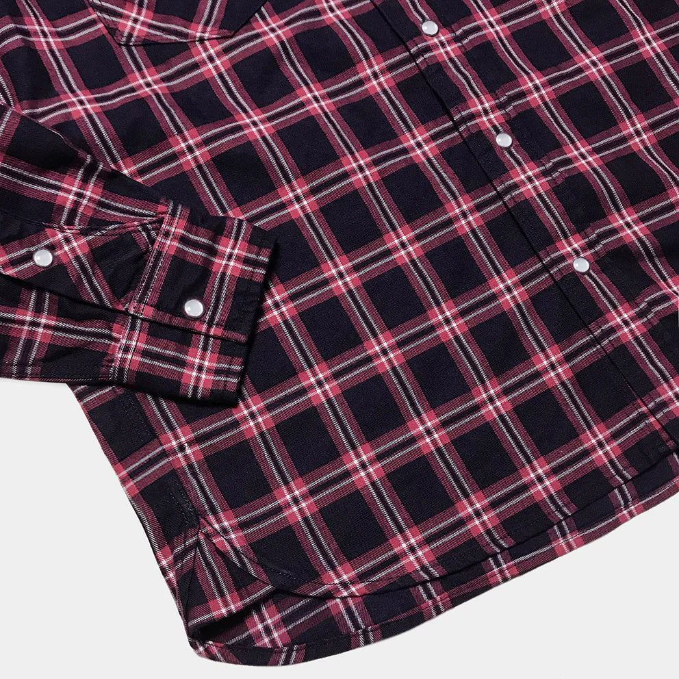 DDL 319R-DIABLO SWT-CR REGULAR FIT 2 POCKET WESTERN INDIGO RED CHECK SHIRT-6.5OZ-E1 INDIGO CHECK