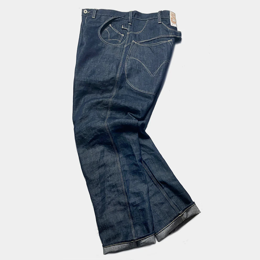 DDL 513S H17-LUCKY-HC RELAX STRAIGHT HORSESHOE INSPIRED 6 POCKET BUCKLE BACK HEMP COTTON JEAN-11.5OZ-HRH INDIGO