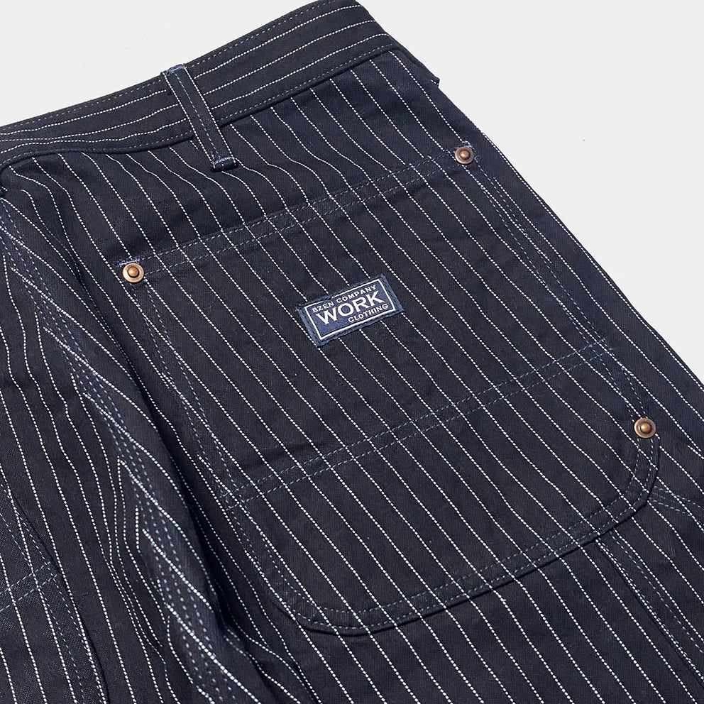 BZEN M.1279 JETHRO-STR DOUBLE PANEL FRONT 6 POCKET SELVEDGE INDIGO STRIPE DENIM PAINTER JEAN-13.8oz-HRH INDIGO STRIPE