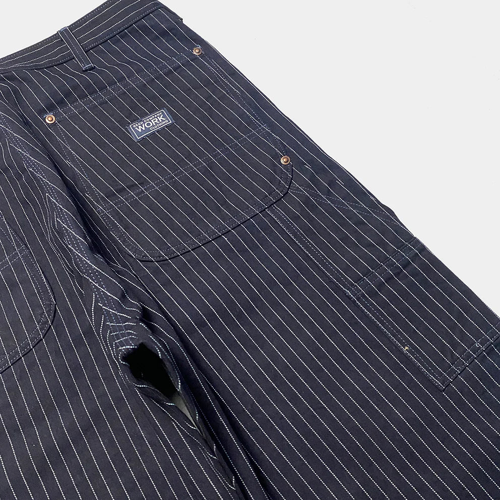 BZEN M.1279 JETHRO-STR DOUBLE PANEL FRONT 6 POCKET SELVEDGE INDIGO STRIPE DENIM PAINTER JEAN-13.8oz-HRH INDIGO STRIPE