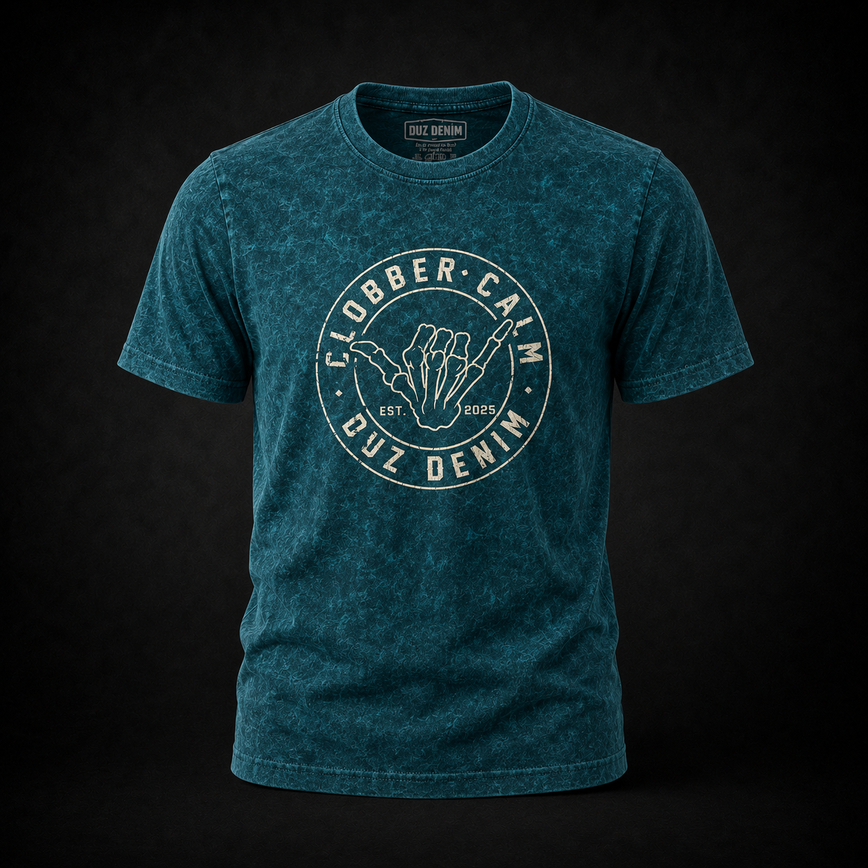 Duz Denim "Clobber Calm X Duz Denim" Skater Tee (Washed Teal)