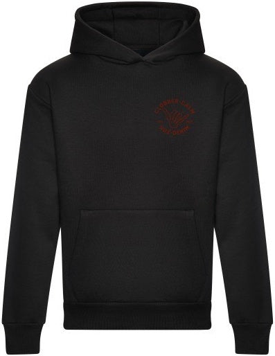 DUZ DENIM X CLOBBER CALM-"NO GUTS NO GLORY"-HEAVYWEIGHT HOODY-440gsm-BLACK