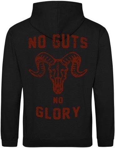 DUZ DENIM X CLOBBER CALM-"NO GUTS NO GLORY"-HEAVYWEIGHT HOODY-440gsm-BLACK