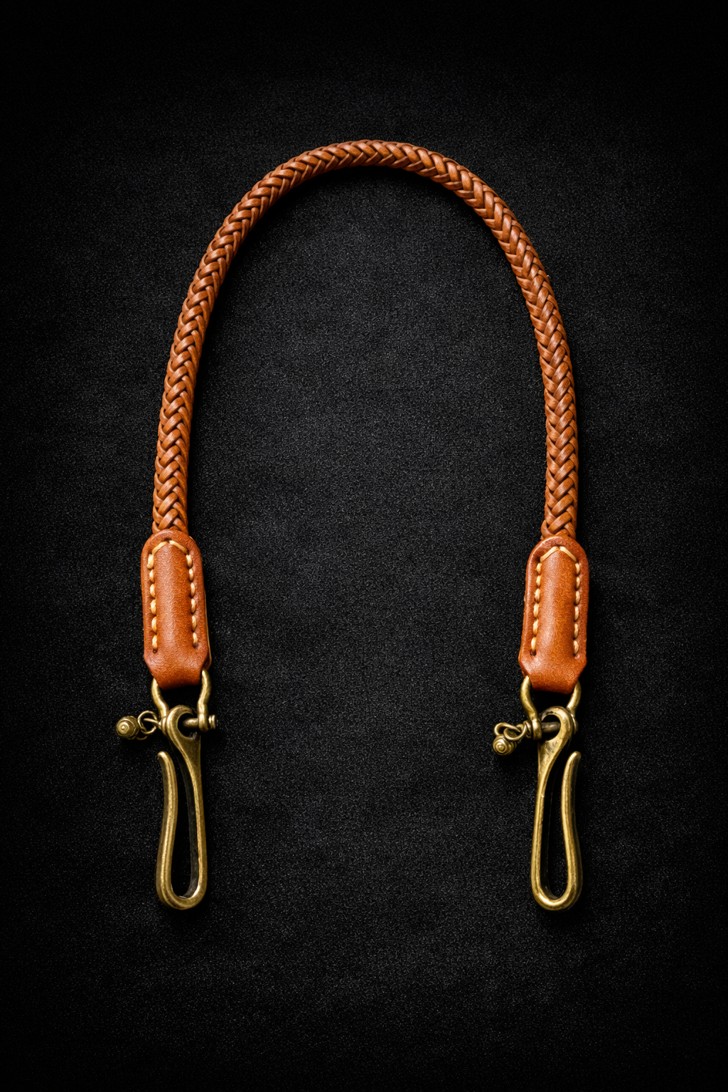 DUZ DENIM-BRAIDED LEATHER TETHER LANYARD-TAN