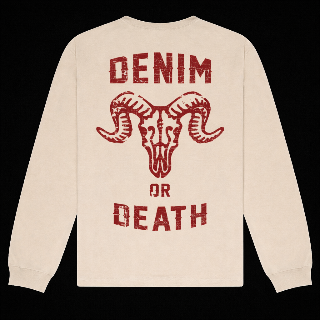 DUZ DENIM-"DENIM OR DEATH"-LONG SLEEVE HEAVY TEE-DUST