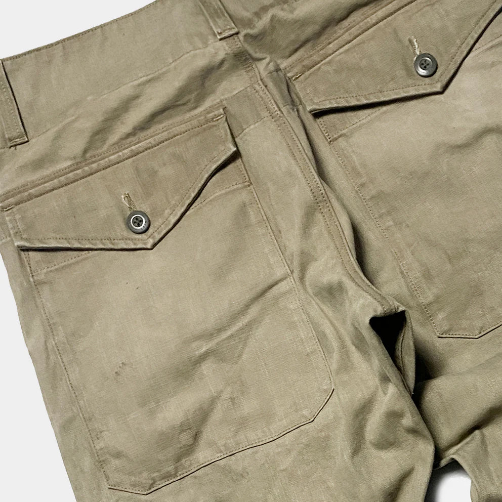BZEN M.1119R L32 RANGER-MGC6 REGULAR FIT BRITISH MILITARY INSPIRED 6 POCKET CANVAS VEGGIE DYED PANT-12.5OZ-E0 MOSS GREEN