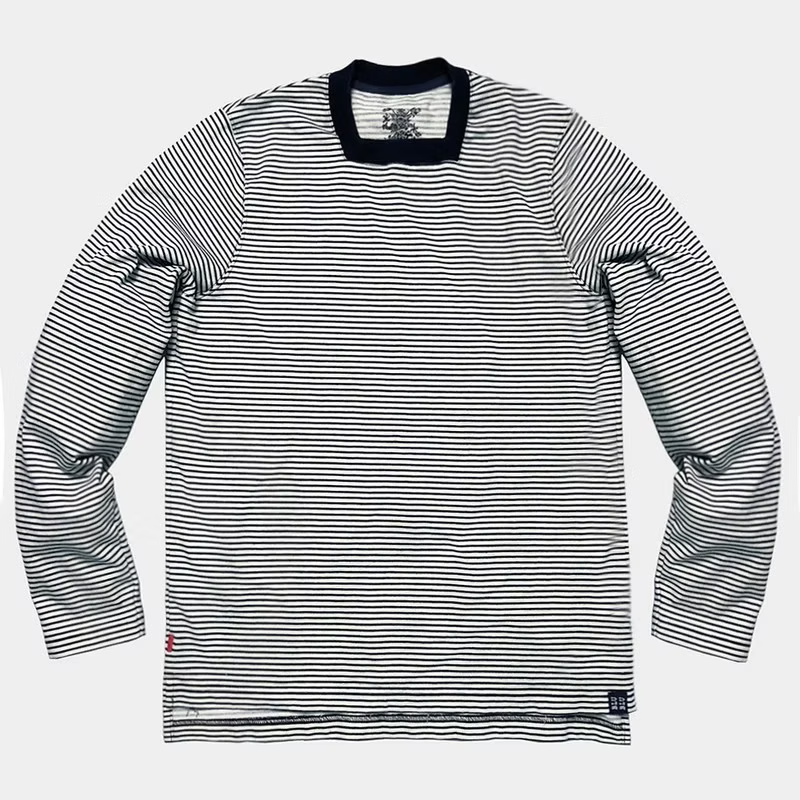 BZEN BLU BLU - M.3066 YVE REGULAR FIT SQUARE NECK SWEATSHIRT-E0 INDIGO STRIPE