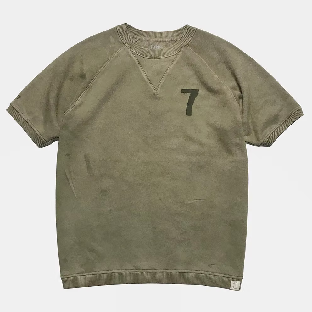 BZEN M.3067-VISCOUNT-BEST REGULAR FIT RAGLAN BIG-V INSERT FRENCH TERRY TEE-265GSM-E0 MOSS GREEN