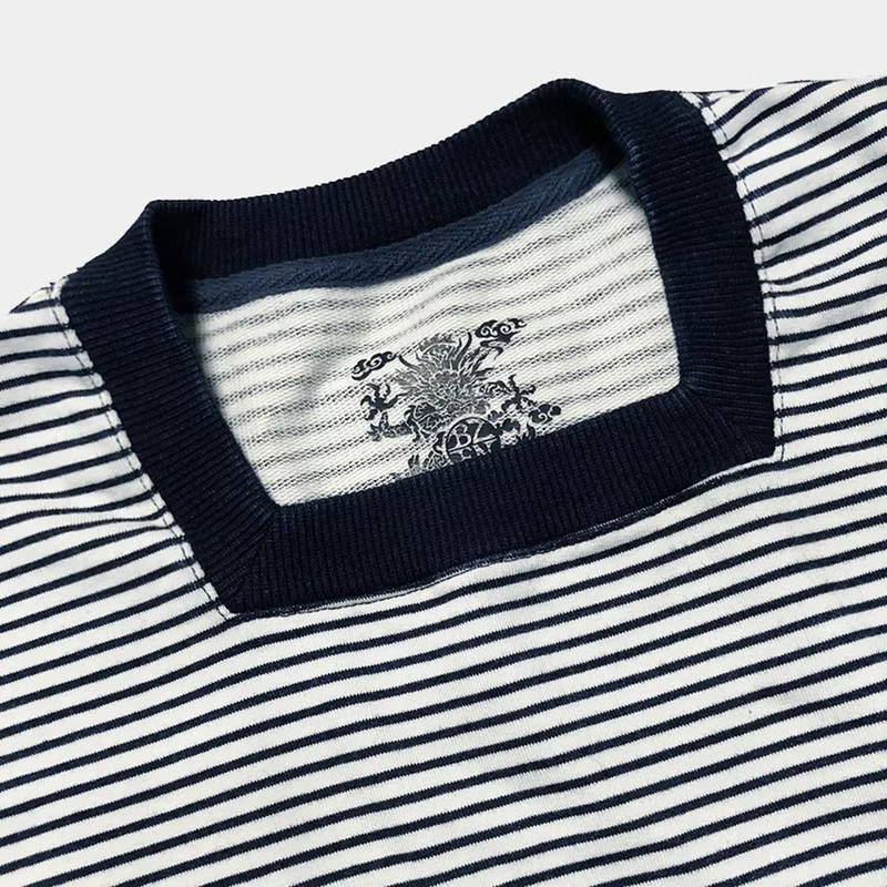 BZEN BLU BLU - M.3066 YVE REGULAR FIT SQUARE NECK SWEATSHIRT-E0 INDIGO STRIPE