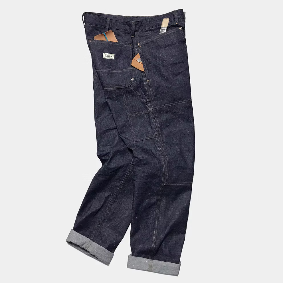 BZEN M.1279 JETHRO-ReHASH DOUBLE PANEL FRONT 6 POCKET RECYCLED COTTON DENIM PAINTER JEAN-12.5oz-HRH INDIGO