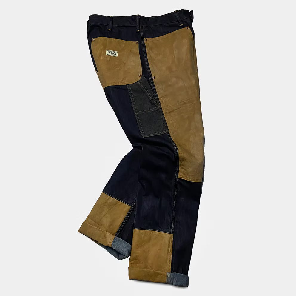 BZEN M.1279 JETHRO-CBC DOUBLE PANEL FRONT 6 POCKET COLOR BLOCK DENIM PAINTER JEAN-14oz-HRH INDIGO