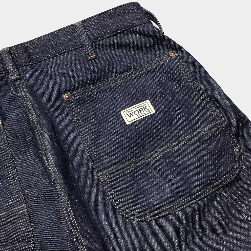 BZEN M.1279 JETHRO-ReHASH DOUBLE PANEL FRONT 6 POCKET RECYCLED COTTON DENIM PAINTER JEAN-12.5oz-HRH INDIGO
