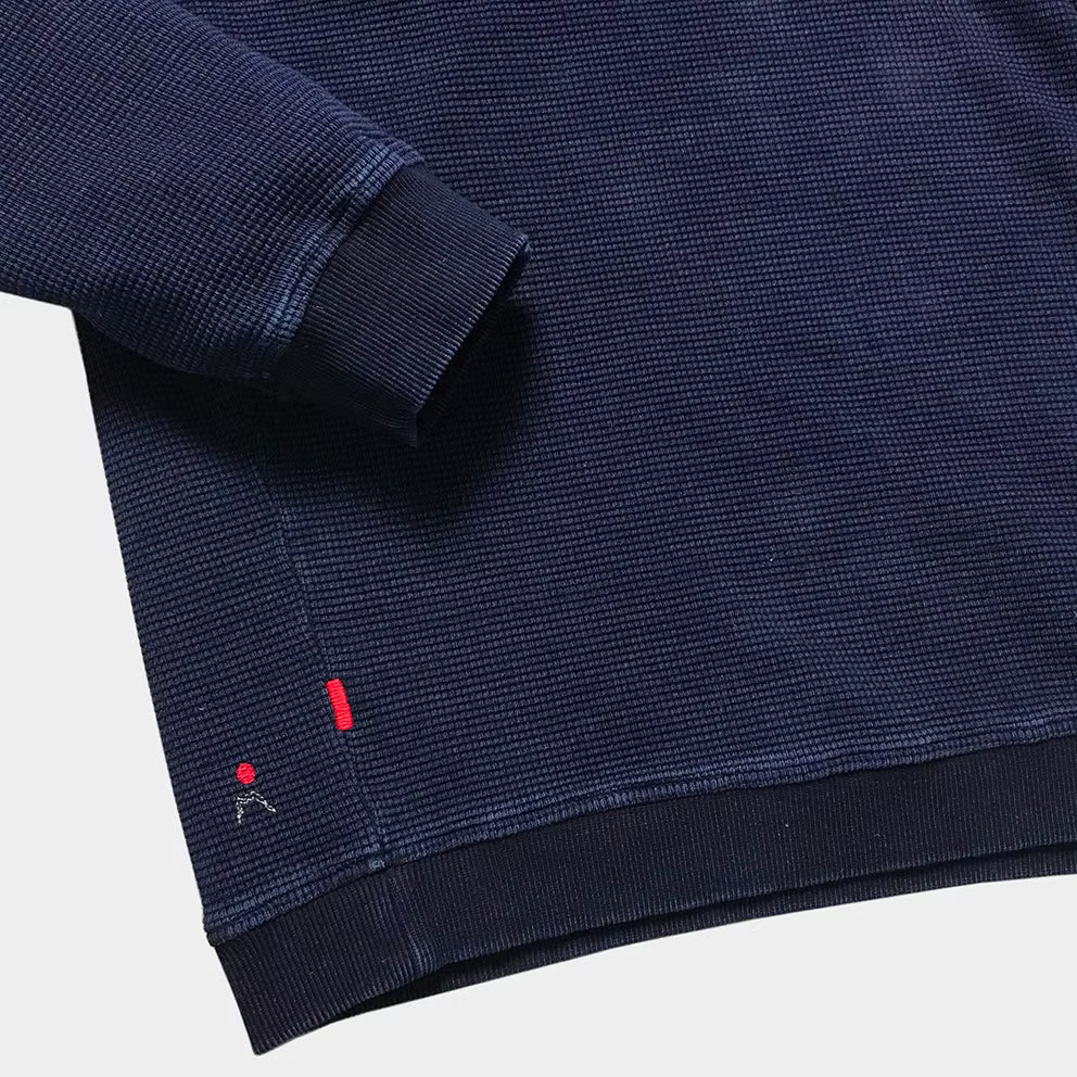 BZEN BLU BLU - M.3213 ENKAI REGULAR FIT INDIGO WAFFLE KNIT TURTLE NECK-250GSM- E1 MIDNIGHT BLUE