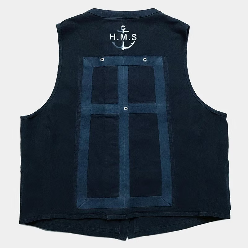 BZEN M.3069-MOBY RELAX FIT REVERSIBLE FLOATER VEST-NAVY