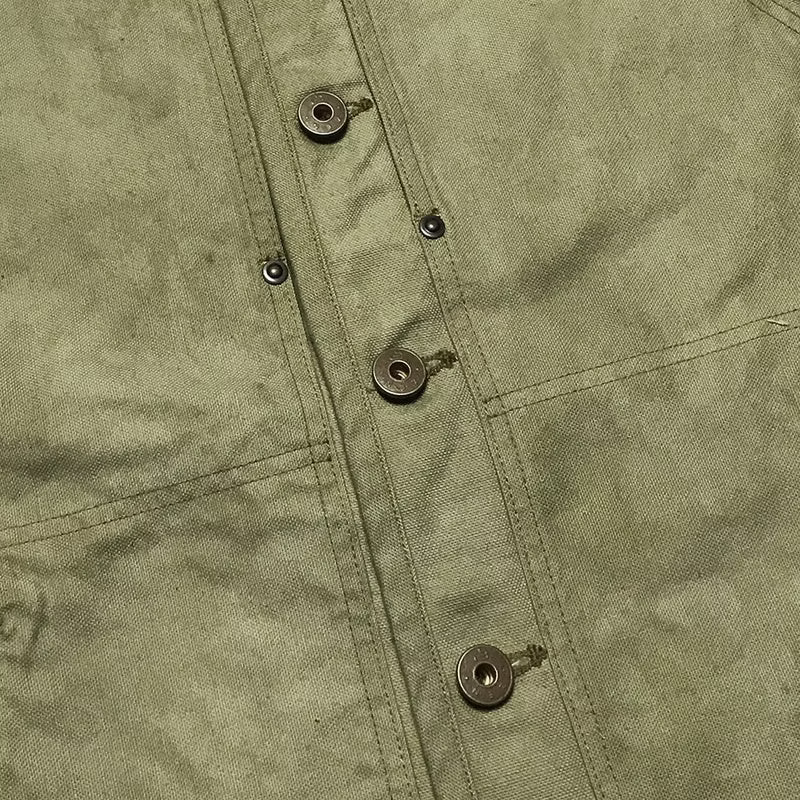 BZEN M.3193-SANCHEZ REGULAR FIT DOUBLE FRONT PANEL VEGGIE DYED CANVAS VEST-12.5OZ-E0 MOSS GREEN