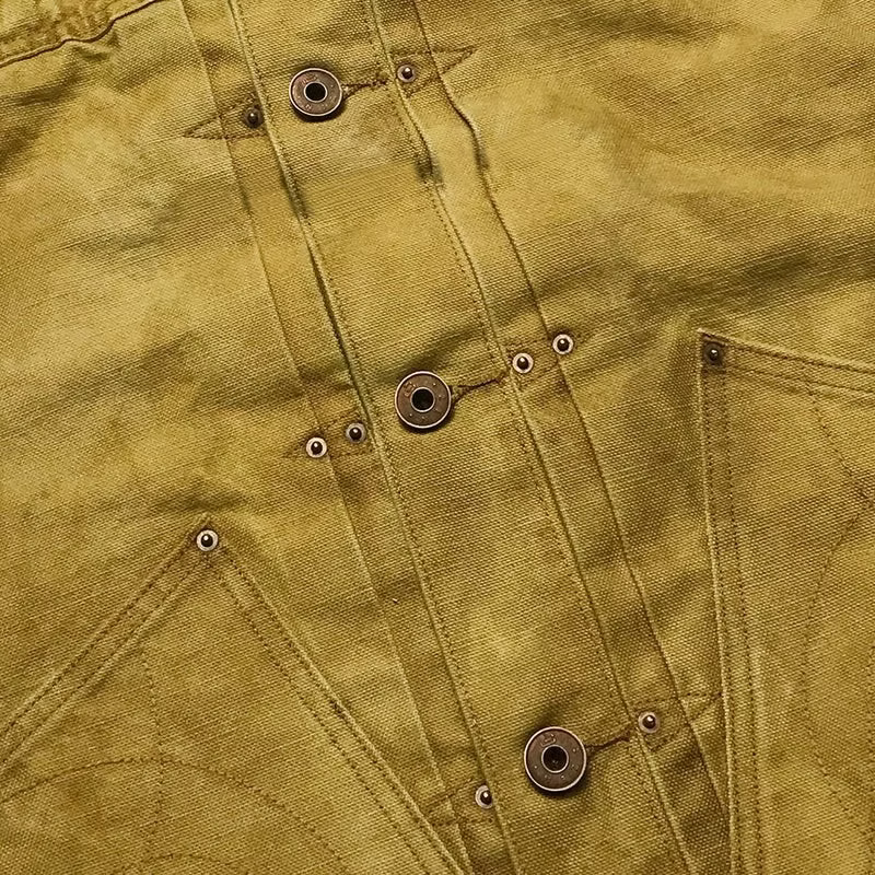 BZEN M.3127-THE CUT REGULAR FIT 2 POCKET BIKER'S VEST-12.5oz-CANVAS-E0 TURMERIC