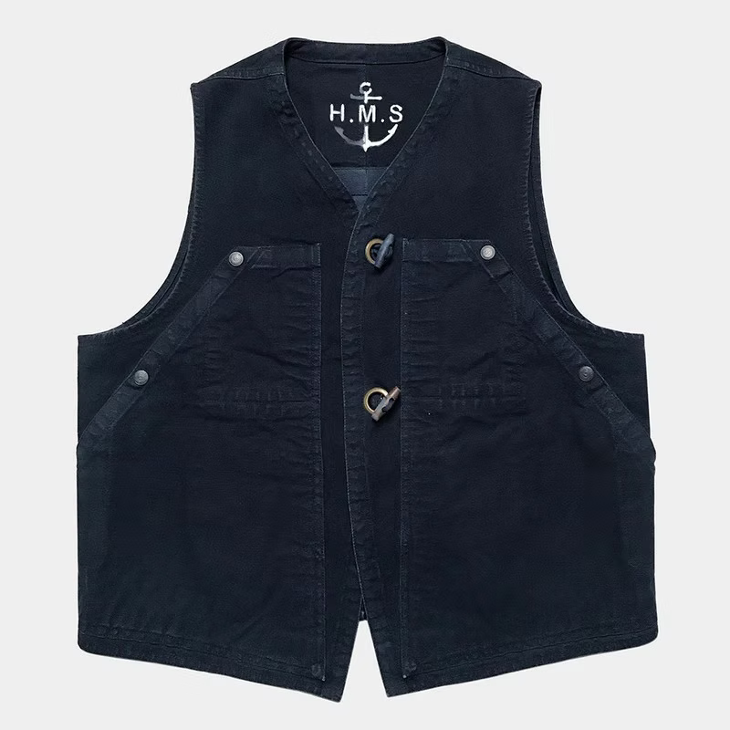 BZEN M.3069-MOBY RELAX FIT REVERSIBLE FLOATER VEST-NAVY