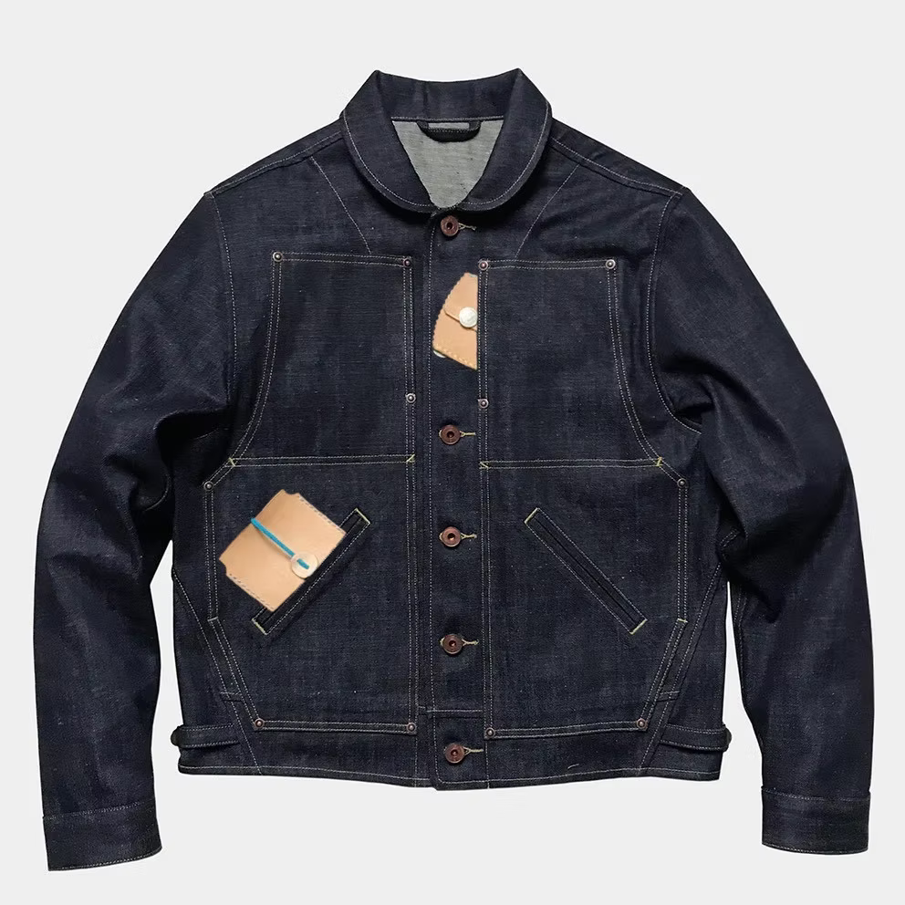 BZEN M.3139-PEDRO REGULAR FIT 4 POCKET DOUBLE FRONT PANEL JACKET-13oz ORGANIC-RAW INDIGO
