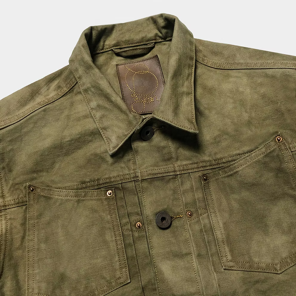 BZEN M.3131-PABLO REGULAR FIT 4 POCKET PLEATED JACKET-12oz-CANVAS-E0 MOSS GREEN