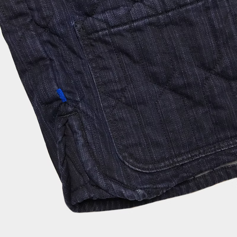 BZEN INDOCHINE - M.3301 QING REGULAR FIT 2 POCKET QUILTED DENIM VEST-8.5oz-E0 BLACK BLUE