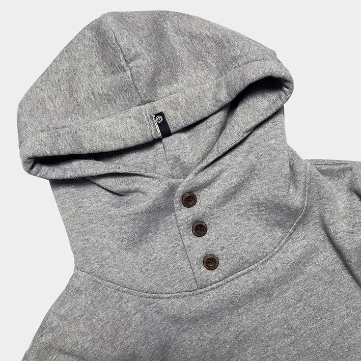 DDL 306-THE HOD3 LONG SLEEVE 3 BUTTON KANGAROO FLEECE HOODIE