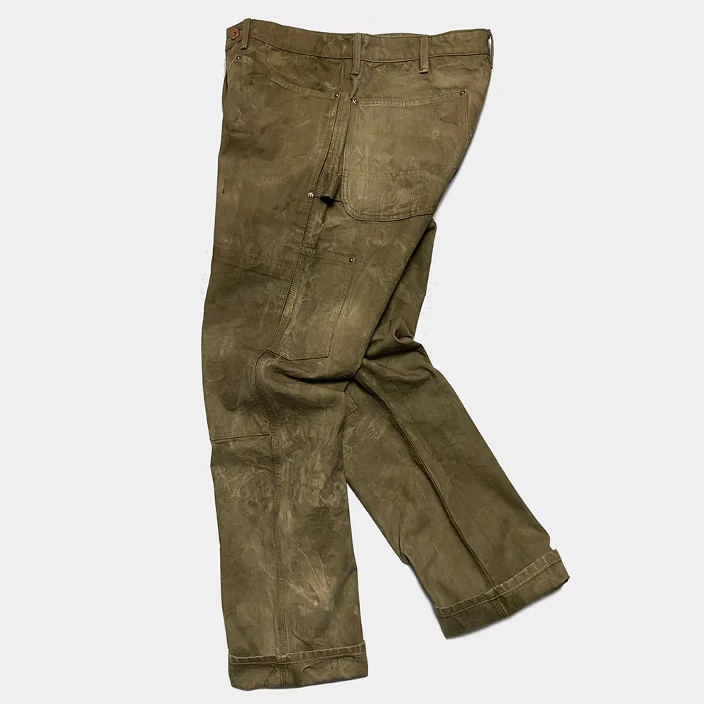 BZEN M.1279 JETHRO-CSW DOUBLE PANEL FRONT 6 POCKET DENIM PAINTER VEGGIE DYED CANVAS JEAN-12oz-E0 SEAWEED