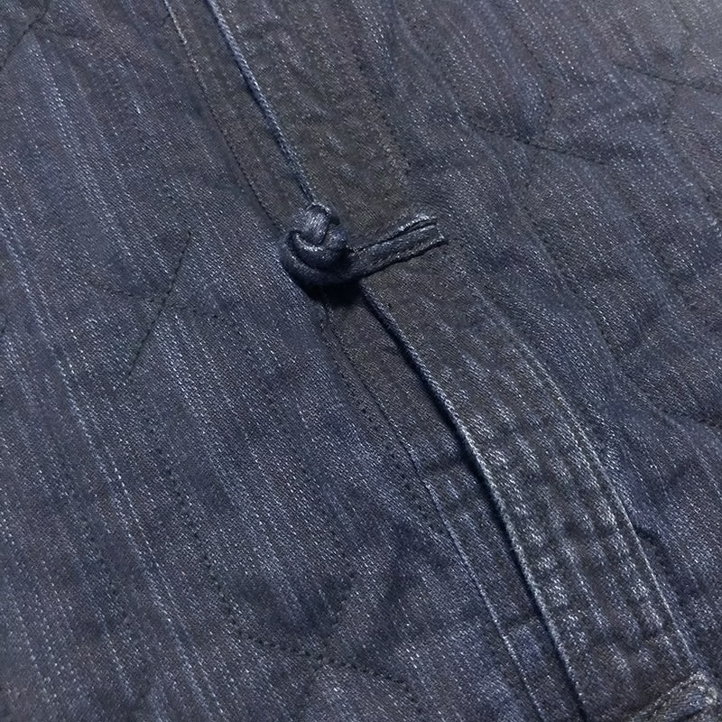 BZEN INDOCHINE - M.3301 QING REGULAR FIT 2 POCKET QUILTED DENIM VEST-8.5oz-E0 BLACK BLUE