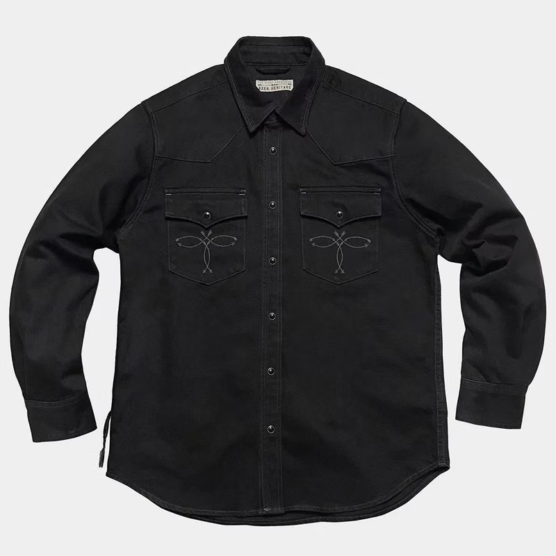 BZEN "THE FIRST AMERICANS" - M.3239R-JESSE-ARROWS REGULAR FIT WESTERN SHIRT-12.25oz-BLACK/BLACK DENIM-E0 BLACK/BLACK