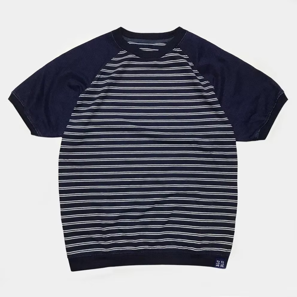 BZEN M.3067-THE LORD REGULAR FIT INDIGO STRIPE RAGLAN TEE-200GSM-E0 INDIGO STRIPE