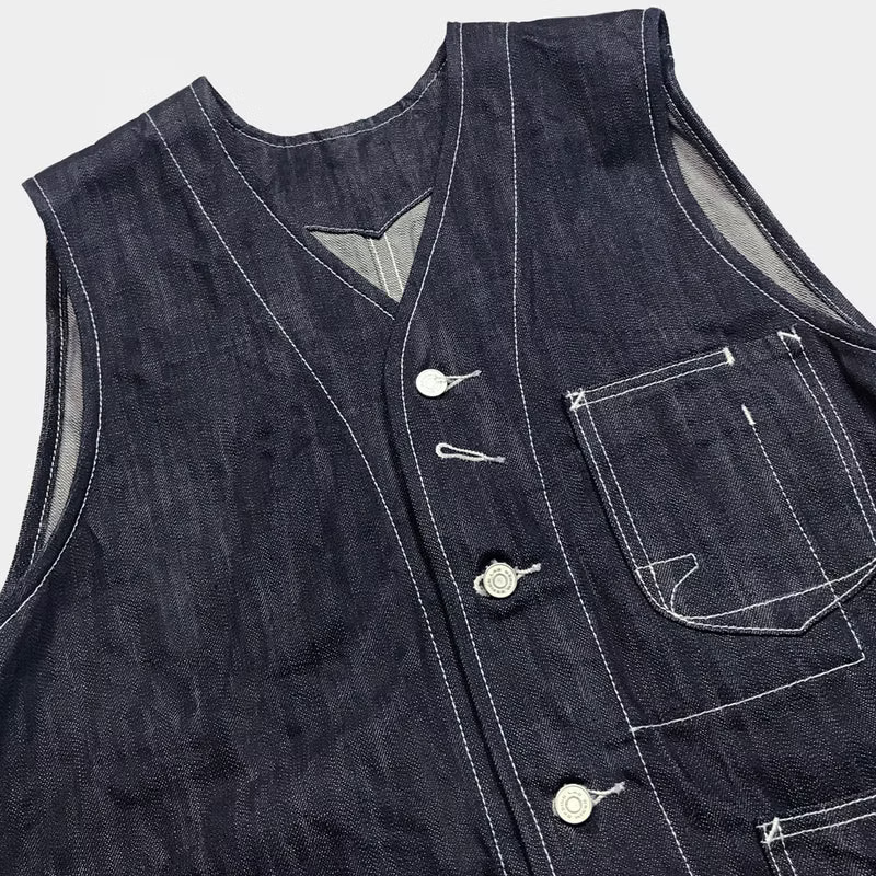 DDL 315-TYSON REGULAR FIT VEST- 13oz-INDIGO-T RINSE
