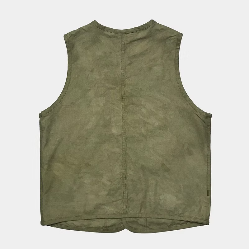 BZEN M.3193-SANCHEZ REGULAR FIT DOUBLE FRONT PANEL VEGGIE DYED CANVAS VEST-12.5OZ-E0 MOSS GREEN