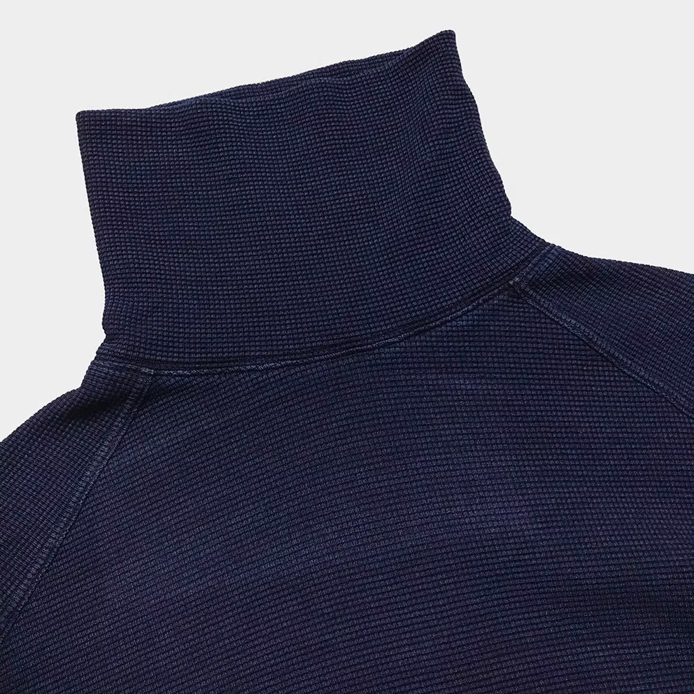 BZEN BLU BLU - M.3213 ENKAI REGULAR FIT INDIGO WAFFLE KNIT TURTLE NECK-250GSM- E1 MIDNIGHT BLUE