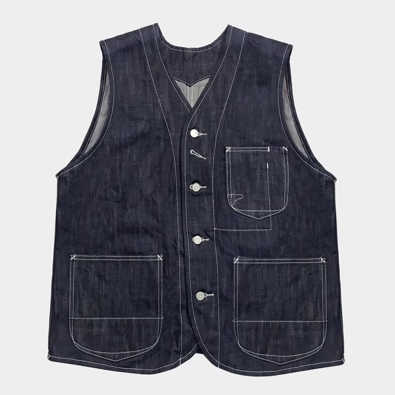 DDL 315-TYSON REGULAR FIT VEST- 13oz-INDIGO-T RINSE
