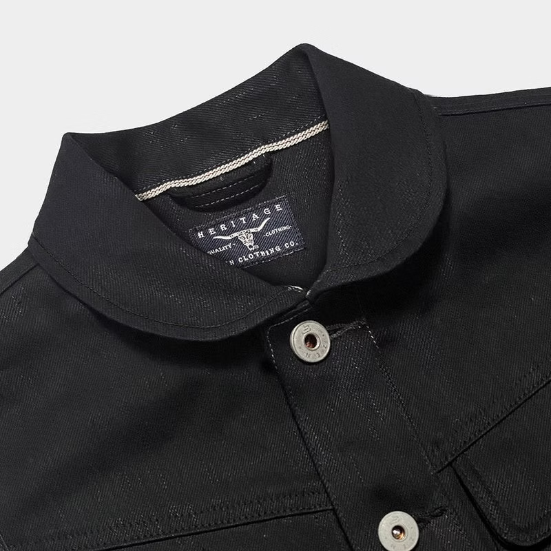 BZEN M.3018 SANTOS BB REGULAR FIT 4 POCKET BIKERS VEST BLACK SELVEDGE DENIM-13.8OZ-RAW