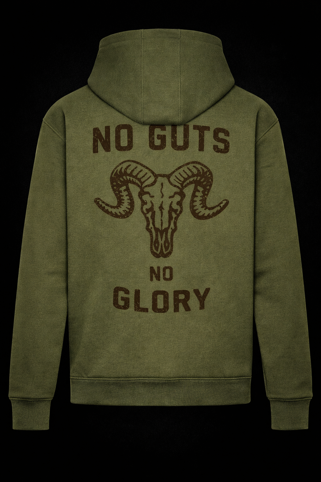 DUZ DENIM X CLOBBER CALM-"NO GUTS NO GLORY"-HEAVYWEIGHT HOODY-440gsm-SAGE GREEN