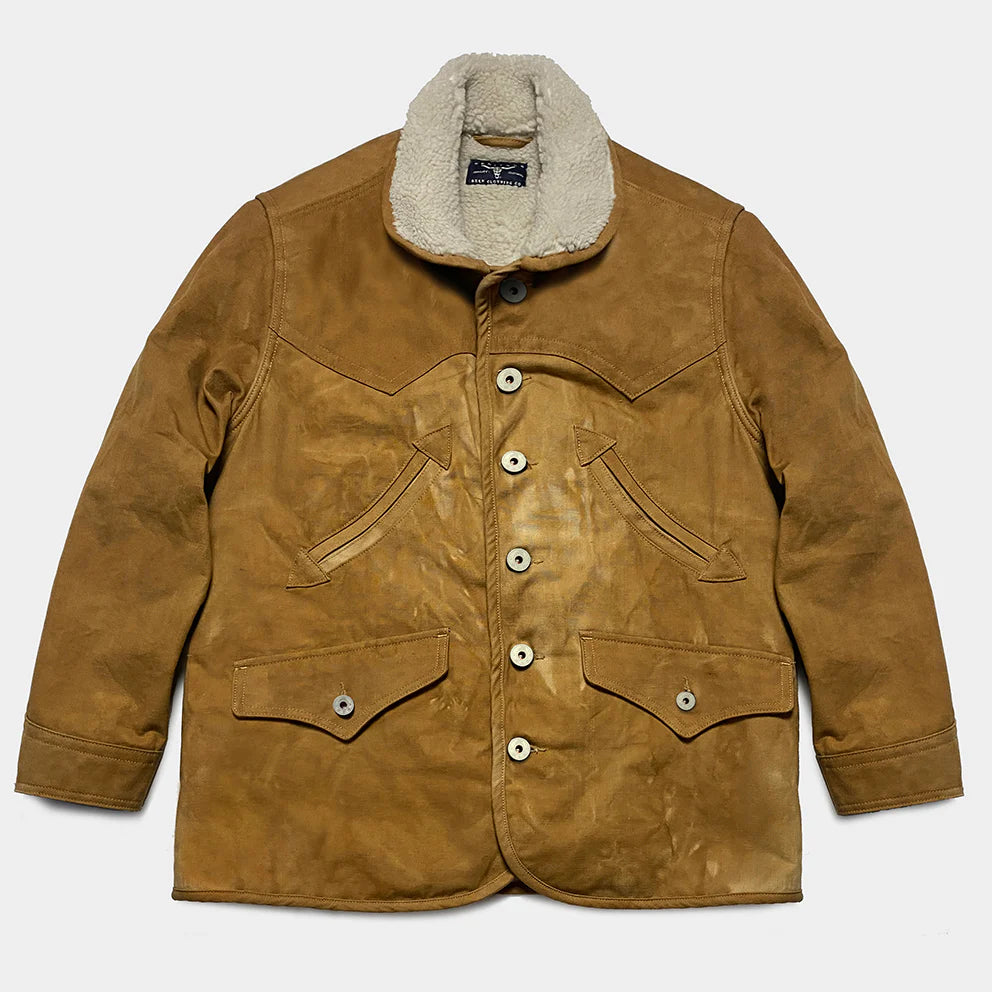 BZEN M.3011L MONTANA-CS REGULAR FIT AMERICAN OUTDOORS INSPIRED SHERPA LINED VEGGIE DYED CANVAS JACKET-12OZ-E0 SIENNA