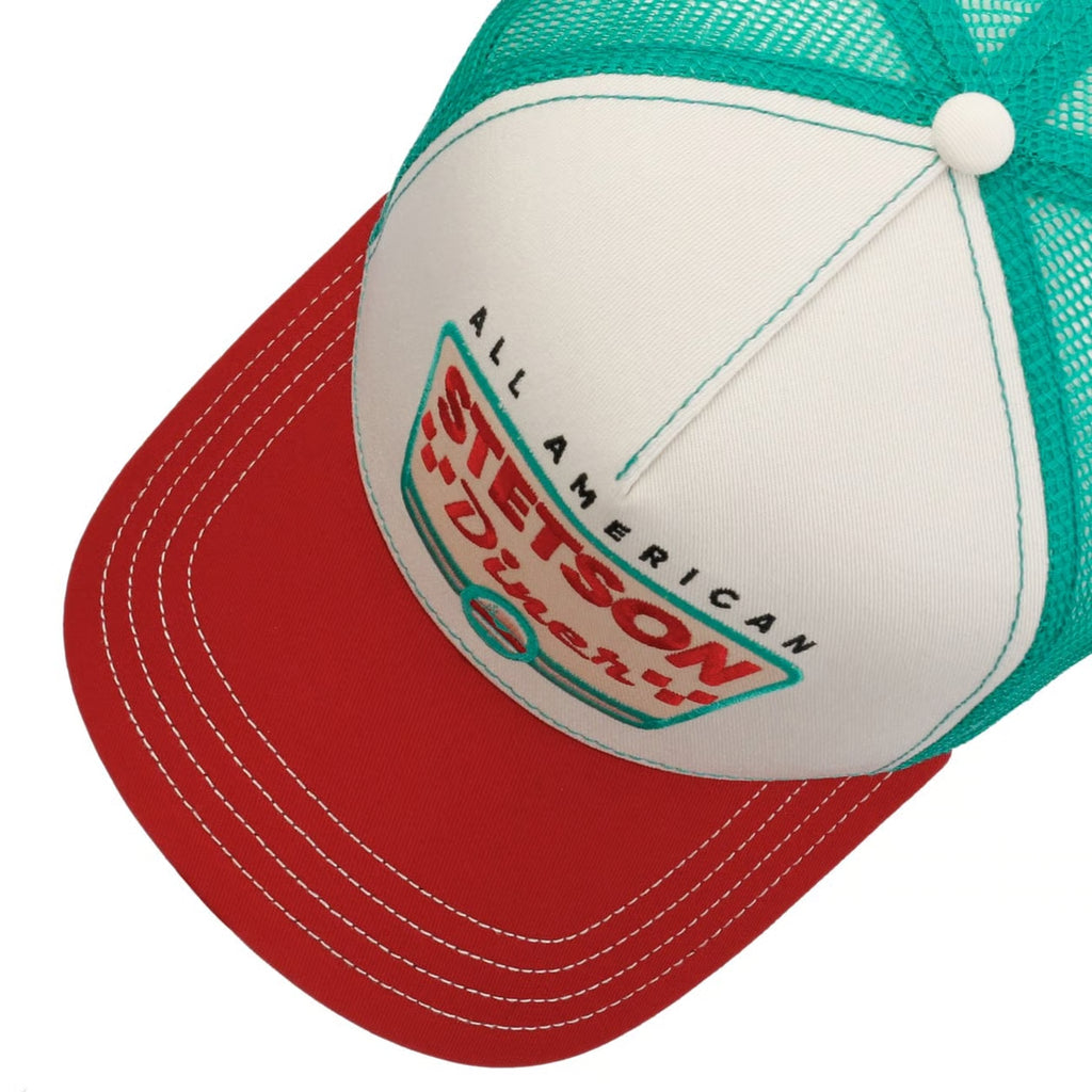 STETSON-ALL AMERICAN DINER TRUCKER CAP-WHITE RED
