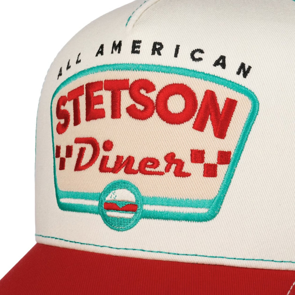 STETSON-ALL AMERICAN DINER TRUCKER CAP-WHITE RED
