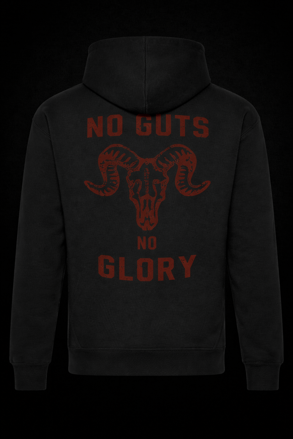 DUZ DENIM X CLOBBER CALM-"NO GUTS NO GLORY"-HEAVYWEIGHT HOODY-440gsm-BLACK