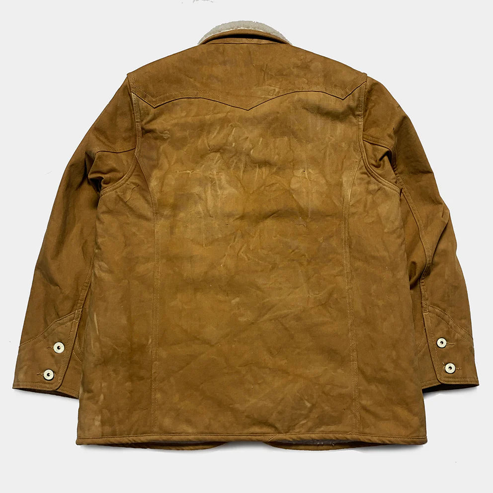 BZEN M.3011L MONTANA-CS REGULAR FIT AMERICAN OUTDOORS INSPIRED SHERPA LINED VEGGIE DYED CANVAS JACKET-12OZ-E0 SIENNA