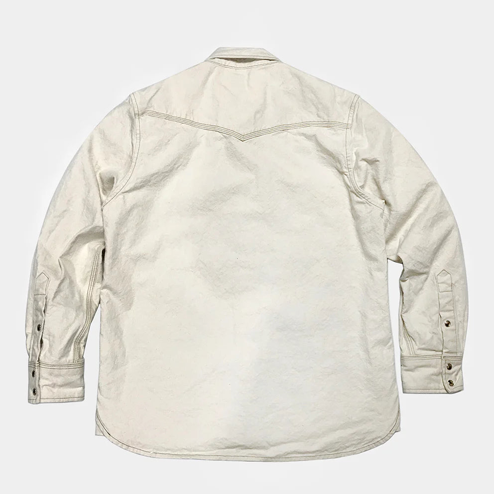 BZEN M.3239R-JESSE-TRIPLE REGULAR FIT TRIPLE NEEDLE WESTERN NATURAL CANVAS WITH SEEDS SHIRT-12OZ-E1A NATURAL