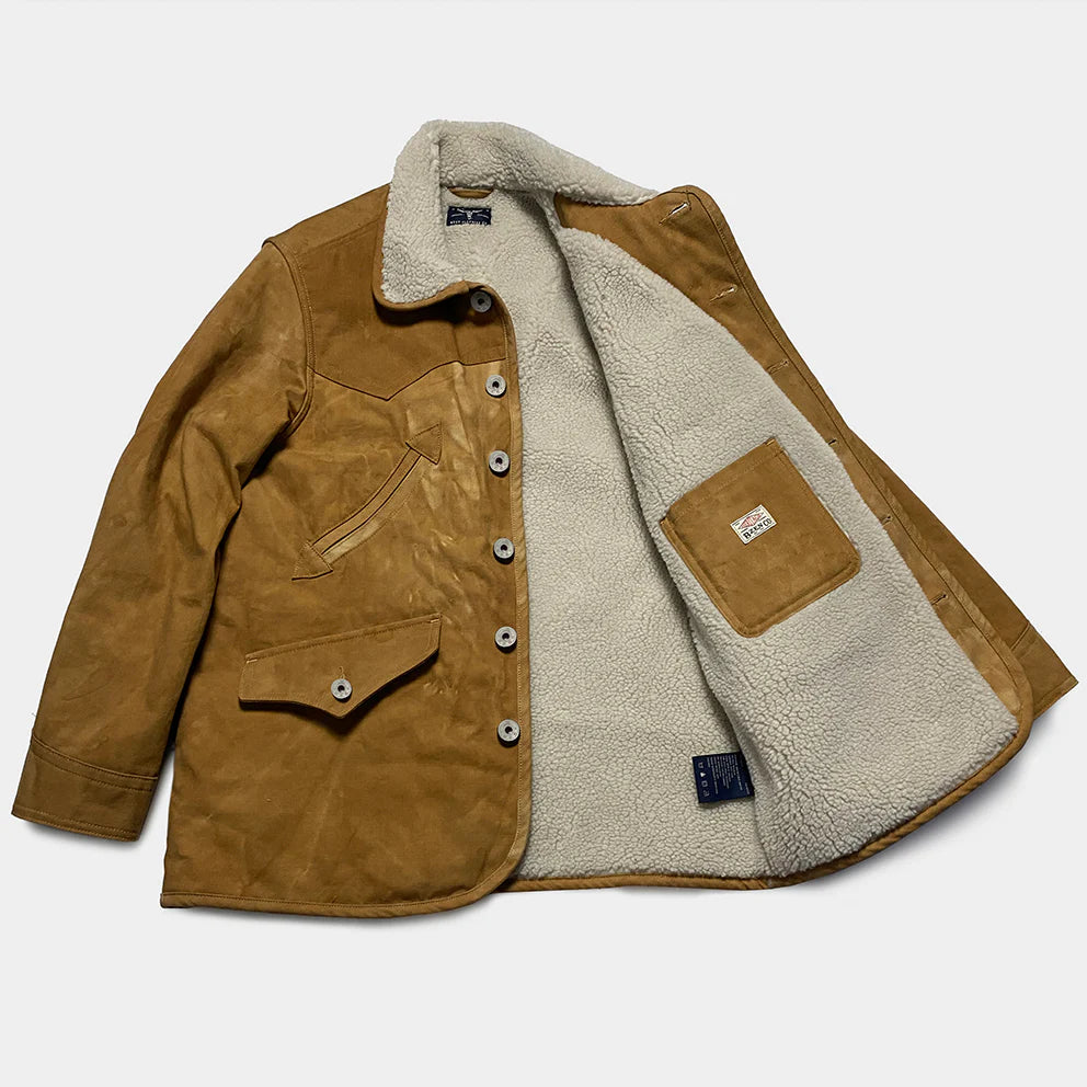 BZEN M.3011L MONTANA-CS REGULAR FIT AMERICAN OUTDOORS INSPIRED SHERPA LINED VEGGIE DYED CANVAS JACKET-12OZ-E0 SIENNA