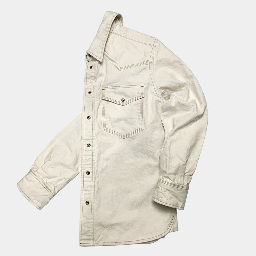 BZEN M.3239R-JESSE-TRIPLE REGULAR FIT TRIPLE NEEDLE WESTERN NATURAL CANVAS WITH SEEDS SHIRT-12OZ-E1A NATURAL