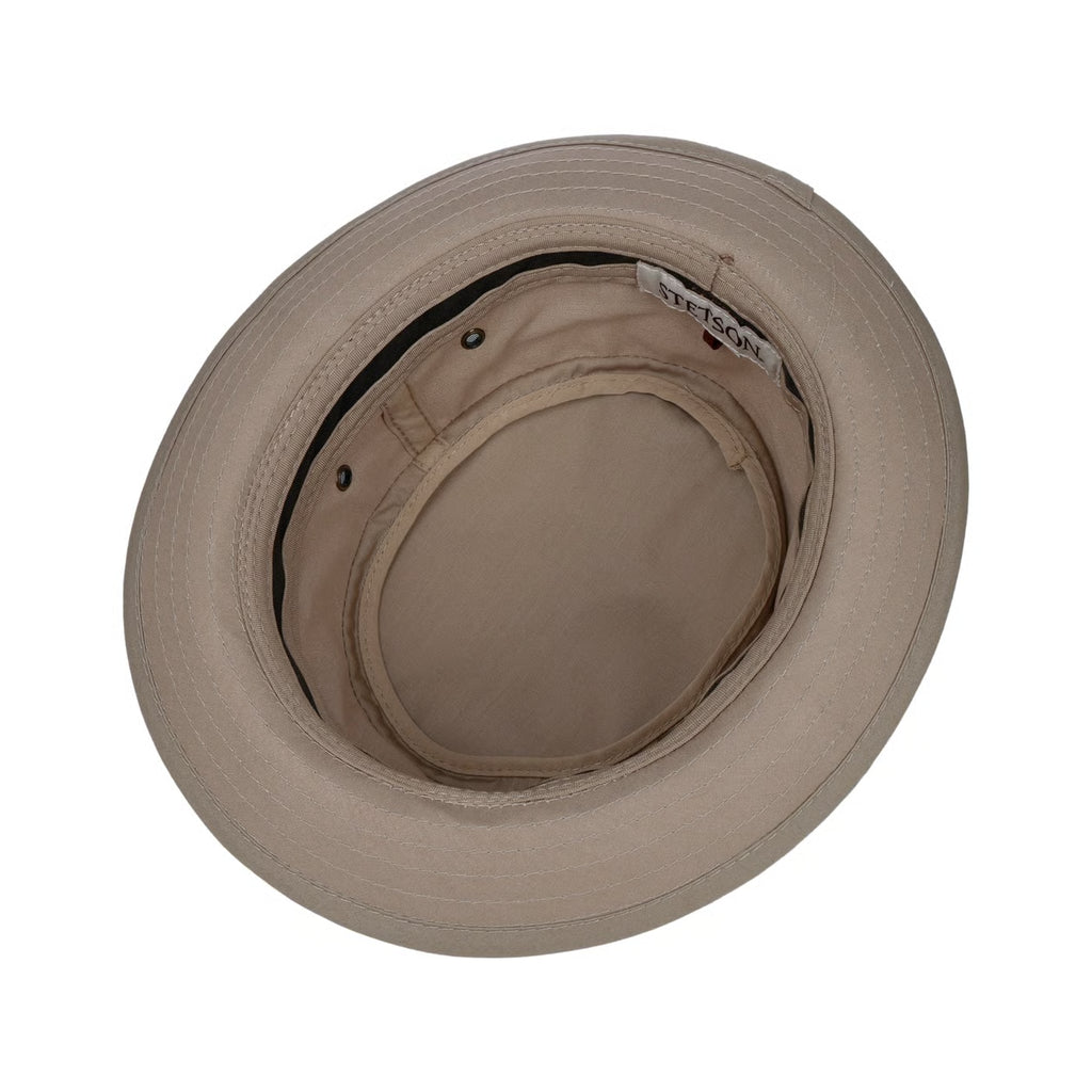 STETSON-CLASSIC BAND PORK PIE CLOTH HAT-BEIGE