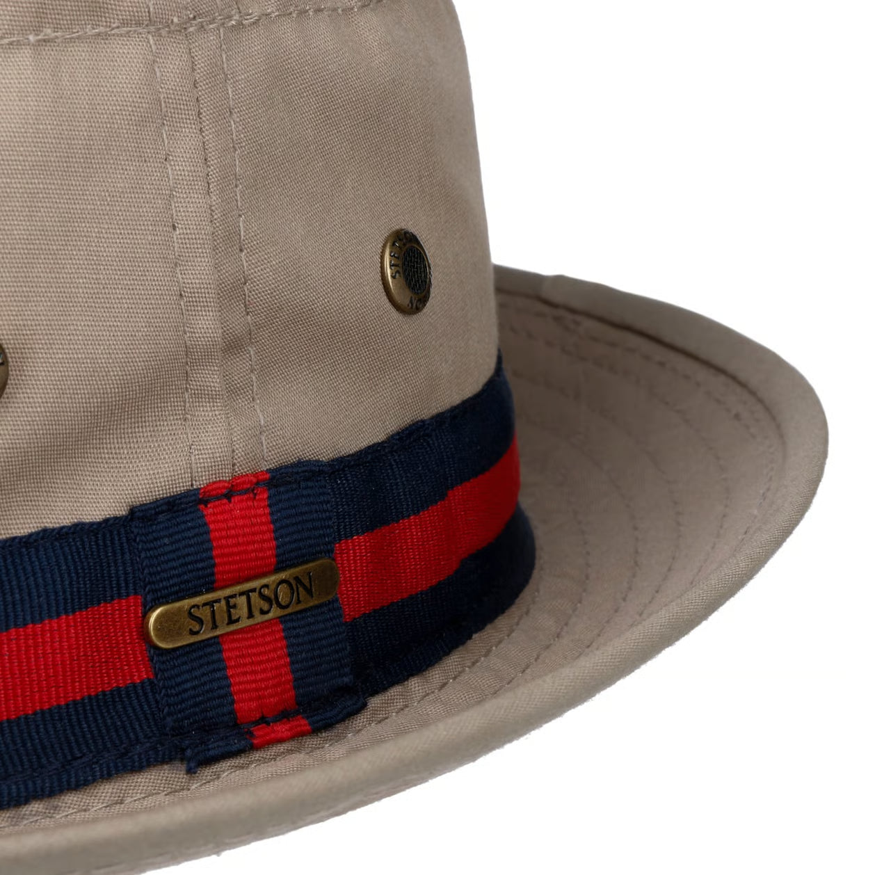 STETSON-CLASSIC BAND PORK PIE CLOTH HAT-BEIGE