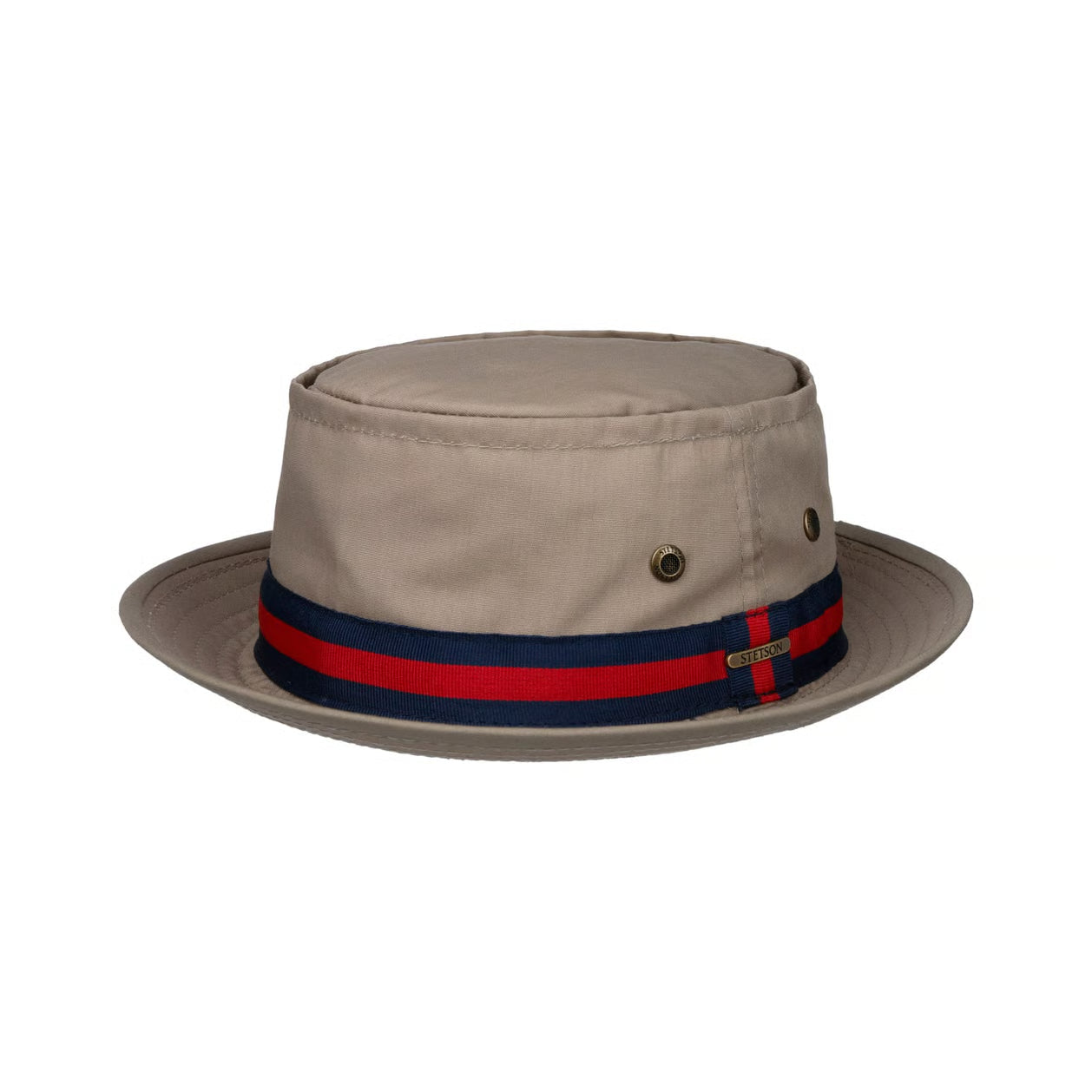 STETSON-CLASSIC BAND PORK PIE CLOTH HAT-BEIGE