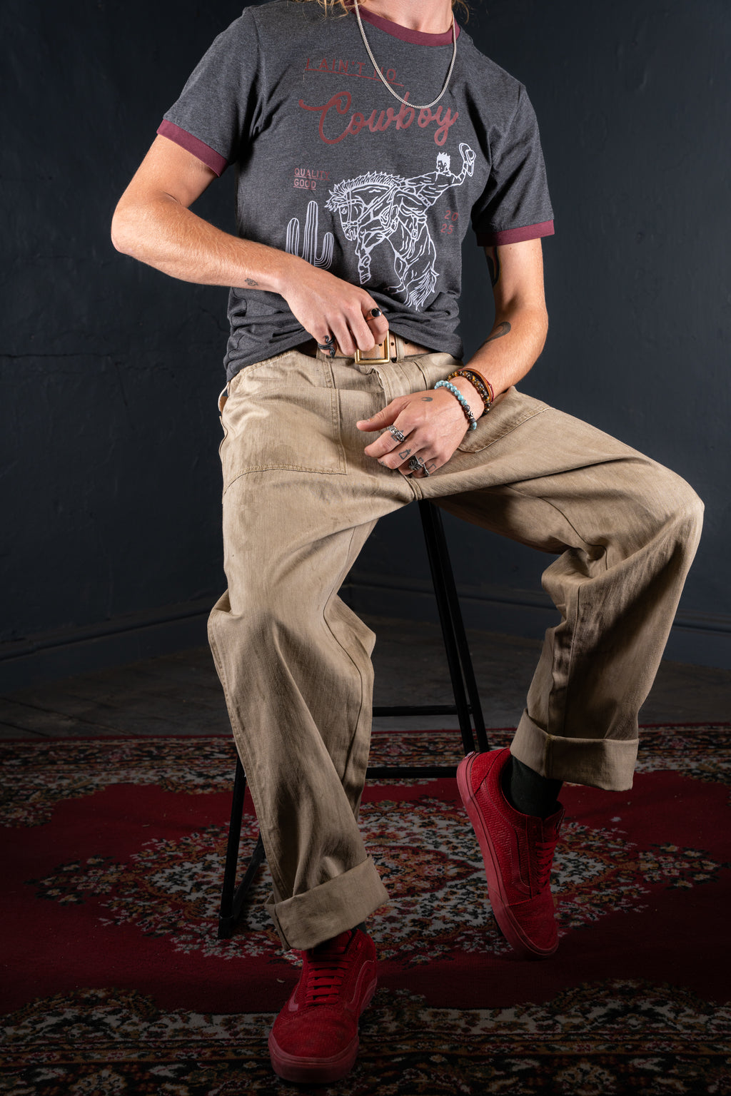 BZEN M.1198 L32-MIDDLEMAST RELAX TAPERED COTTON LINEN NAVAL INSPIRED PANT VEGGIE DYED-9oz-E0 MOSS GREEN