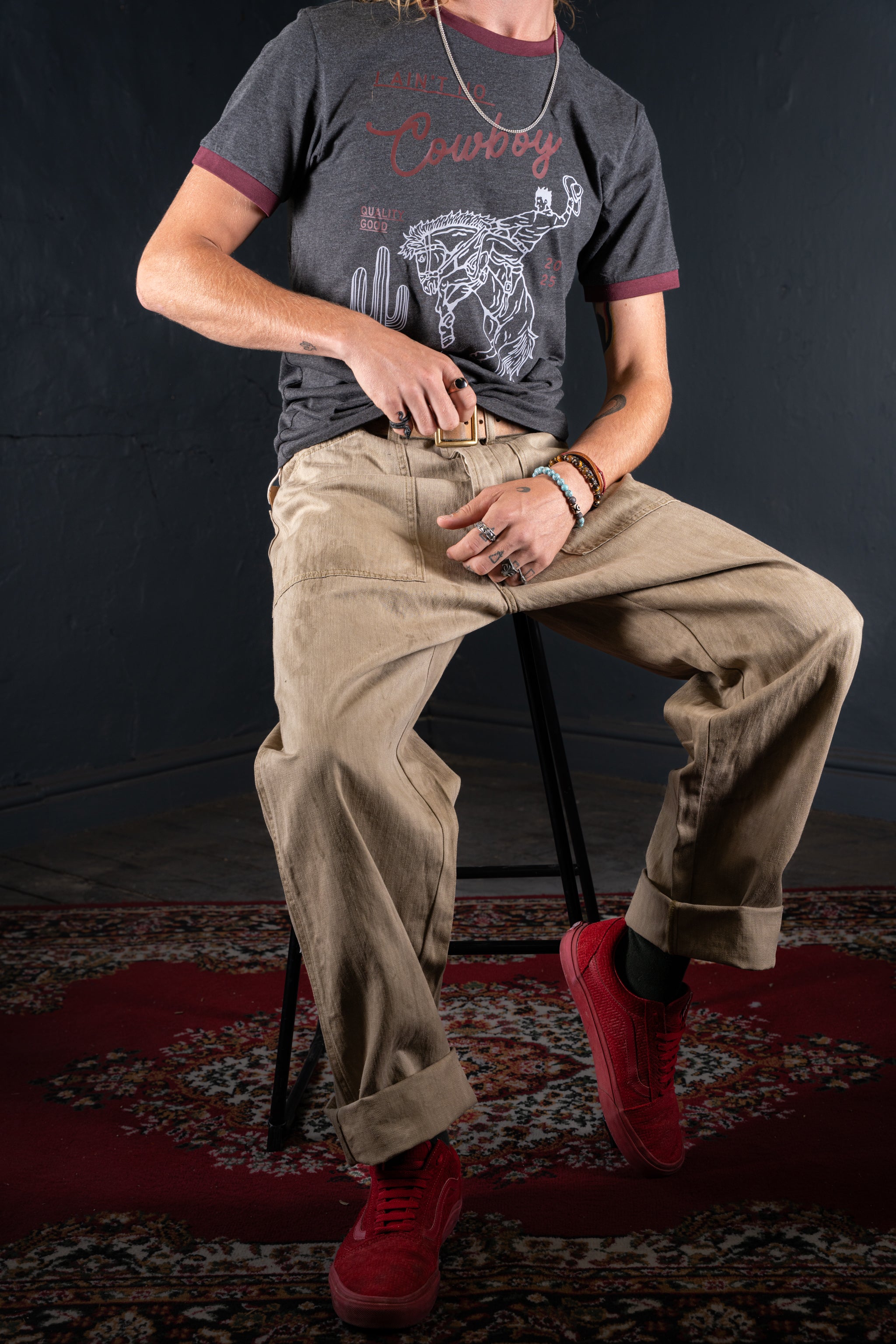 BZEN M.1198 L32-MIDDLEMAST RELAX TAPERED COTTON LINEN NAVAL INSPIRED PANT VEGGIE DYED-9oz-E0 MOSS GREEN