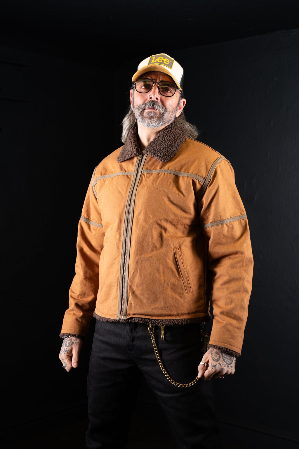 BZEN M.3054 GENGHIS-CR REGULAR FIT RAF WW2 INSPIRED AVIATOR FLYING GRIZZLY RUST CANVAS JACKET-12OZ-E0 RUST