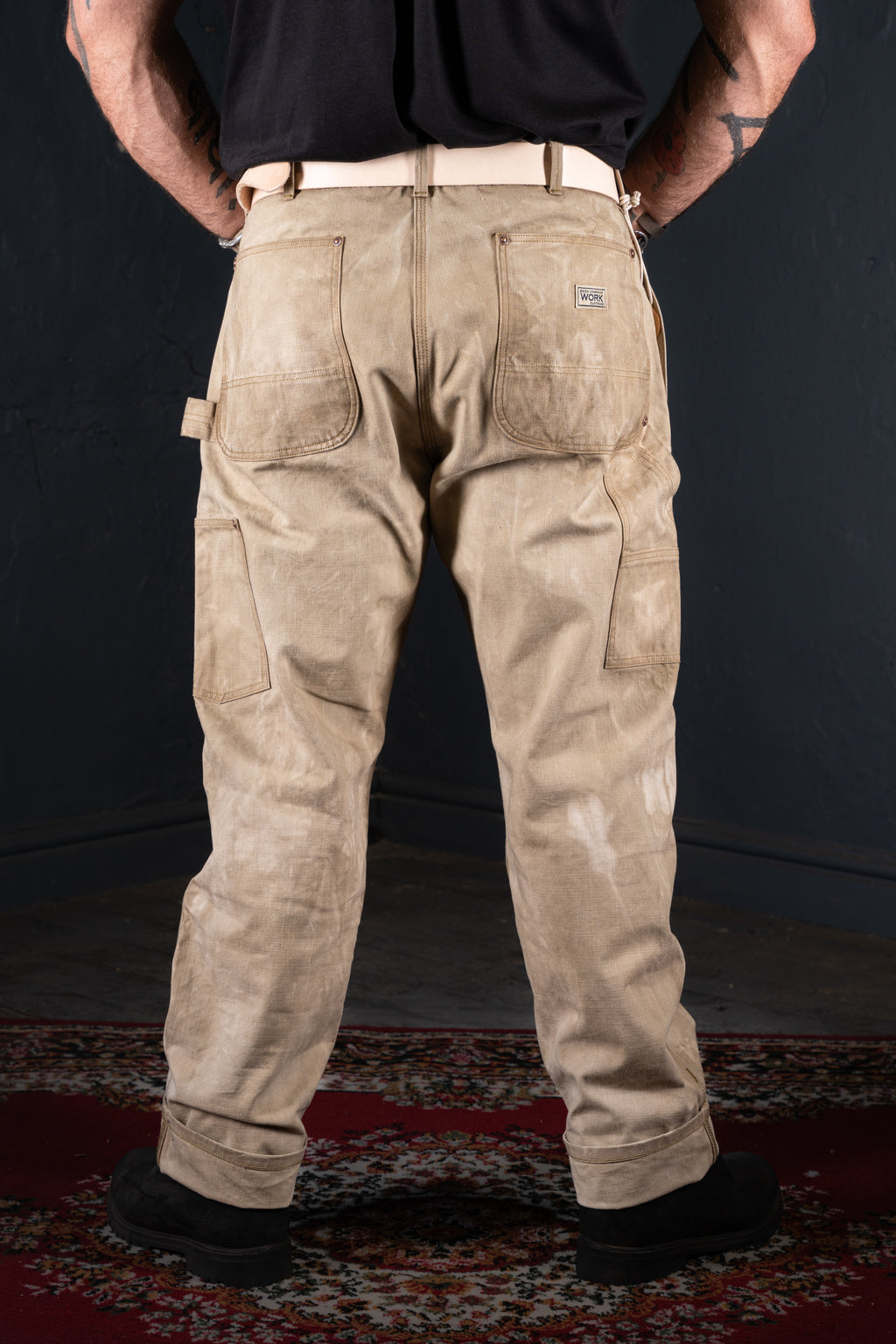 BZEN M.1279 JETHRO-CSW DOUBLE PANEL FRONT 6 POCKET DENIM PAINTER VEGGIE DYED CANVAS JEAN-12oz-E0 SEAWEED
